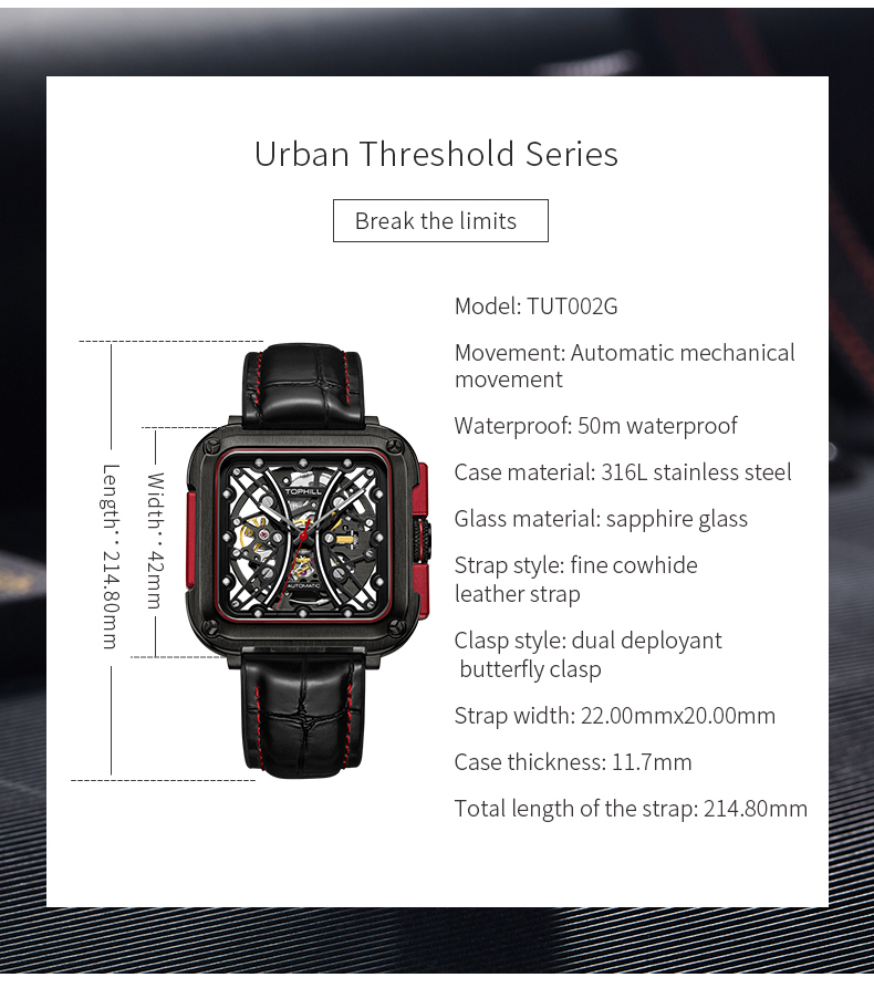 Automatic Watch Stainless Steel Mens Wrist Watch 50m Water Resistant(图8)
