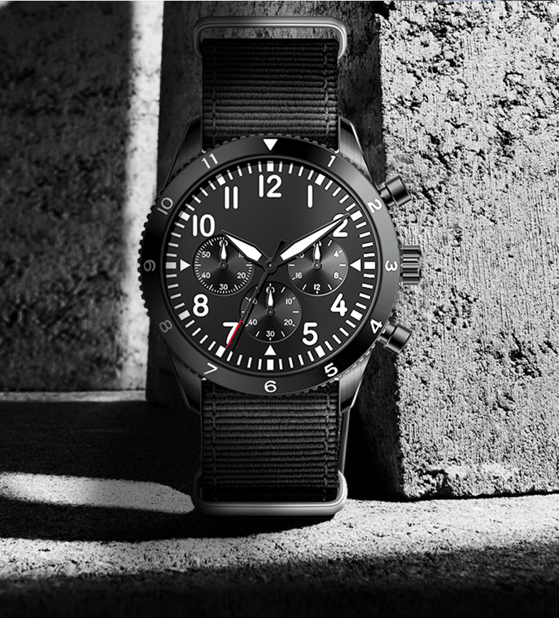 42mm Large Dial Canvas Strap Mens Quartz Watch F9158(图4)