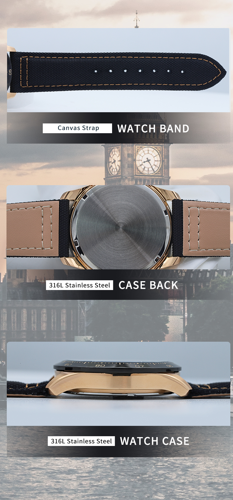 316L Stainless Steel Mens Quartz Watch, 50m Waterproof(图5) 316L Stainless Steel Mens Quartz Watch, 50m Waterproof(图5)
