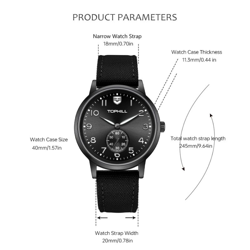 Custom Brand Genuine Canvas Strap Mens Quartz Movement Watches(图1)