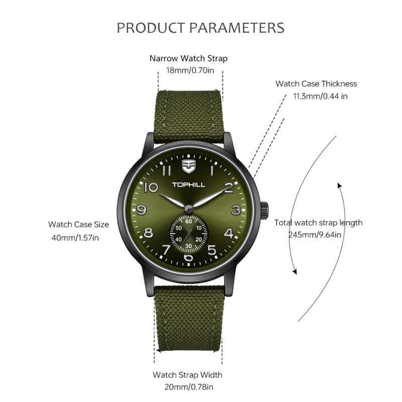 TW090G Green Stainless Steel Back Mens Quartz Movement Watches(图1)