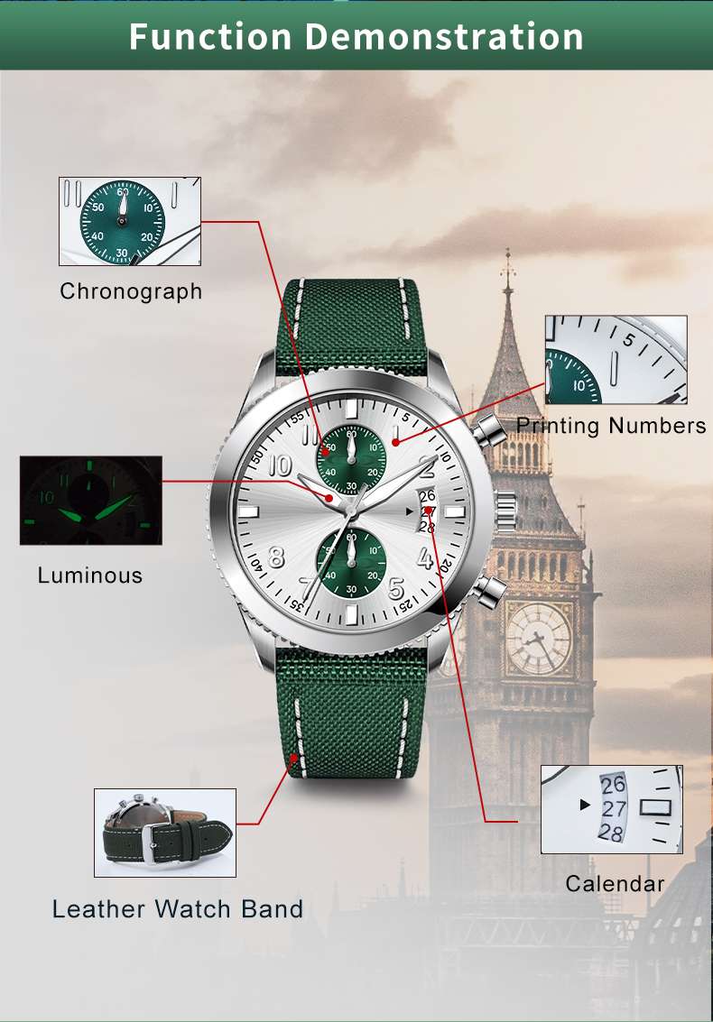 Supertime Stainless Steel Multifunction Chronograph Mens Quartz Watches(图3)