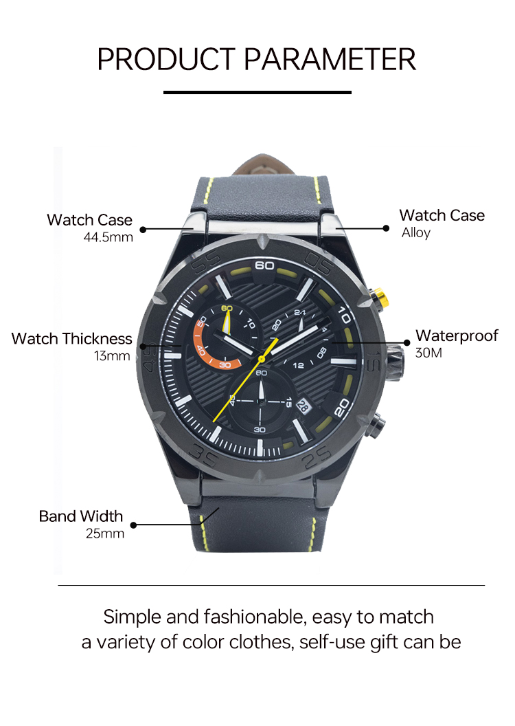 Mens Fashion Wrist Watch Alloy Watch Case 30M Waterproof Men Sport Wrist Quartz Watches(图1)