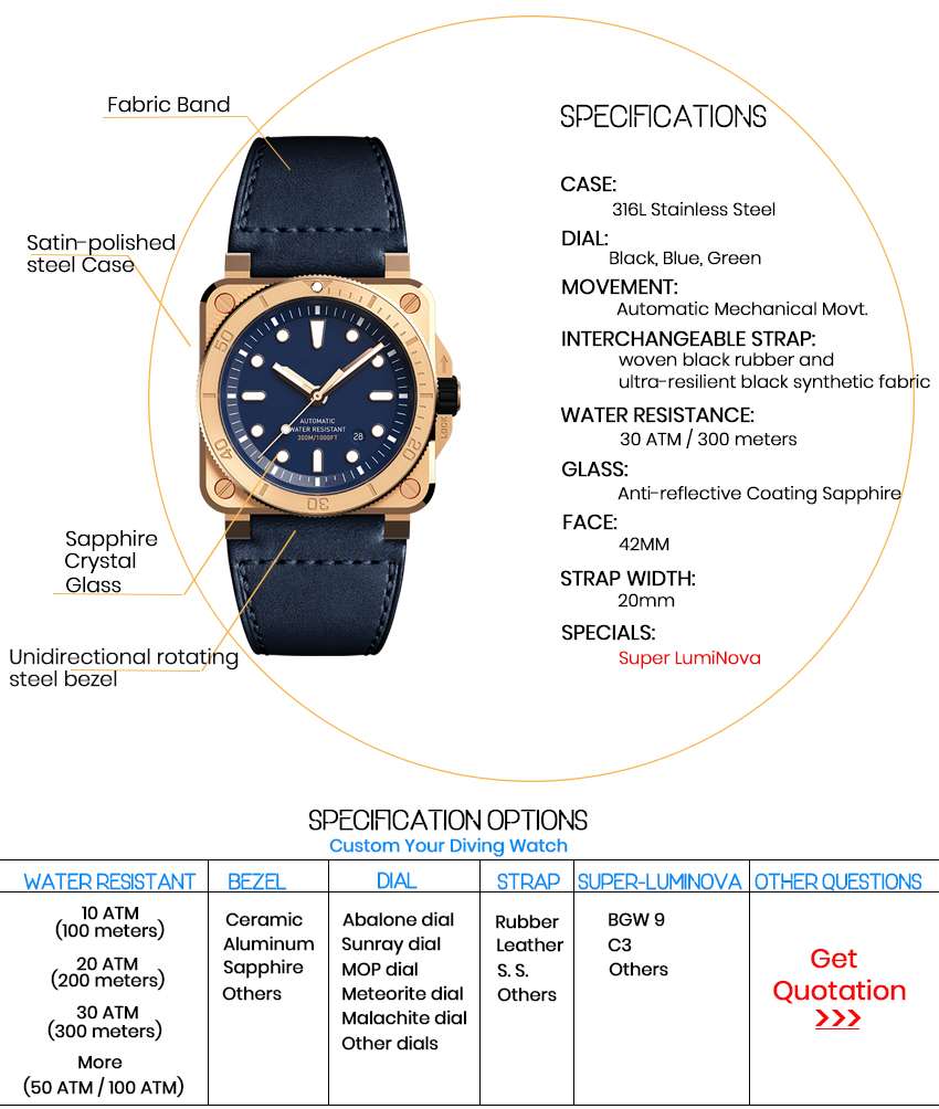 Luxury Brand Waterproof Satin-polished Steel Case Men Diving Quartz Watch(图4)