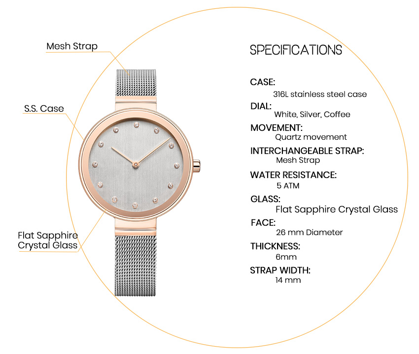 Ladies Watch BERING Germany Ladies Mesh Watch: Elegant Timekeeping Excellence(图2)