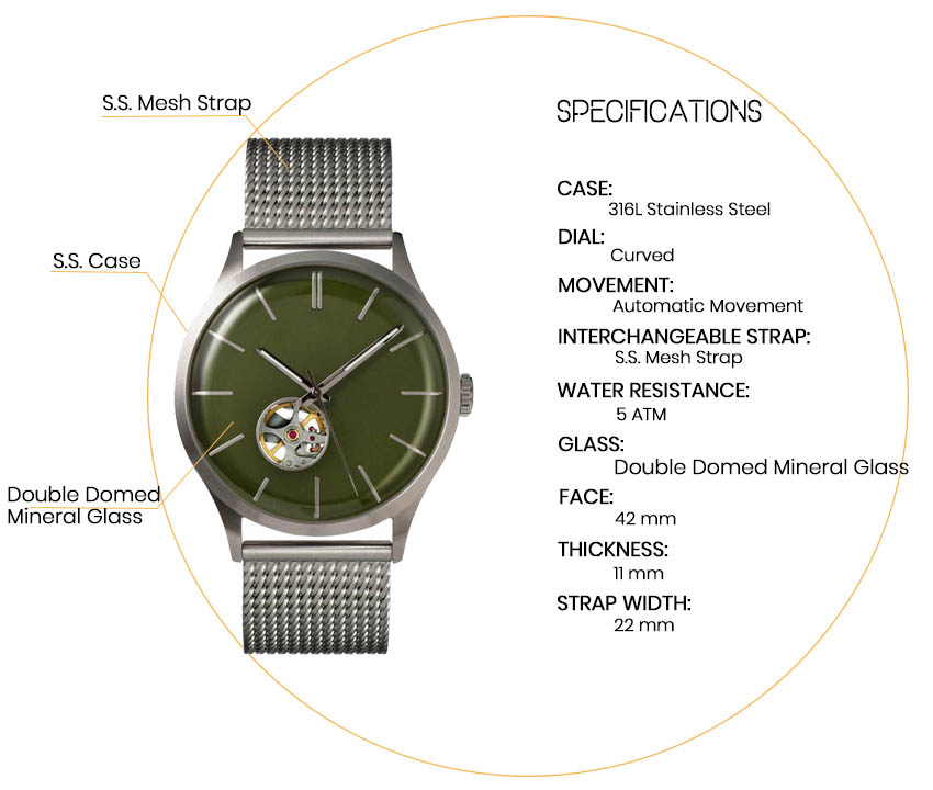 Henry London Diving Watch - ST-0068: Mesh Belt Elegance(图1)