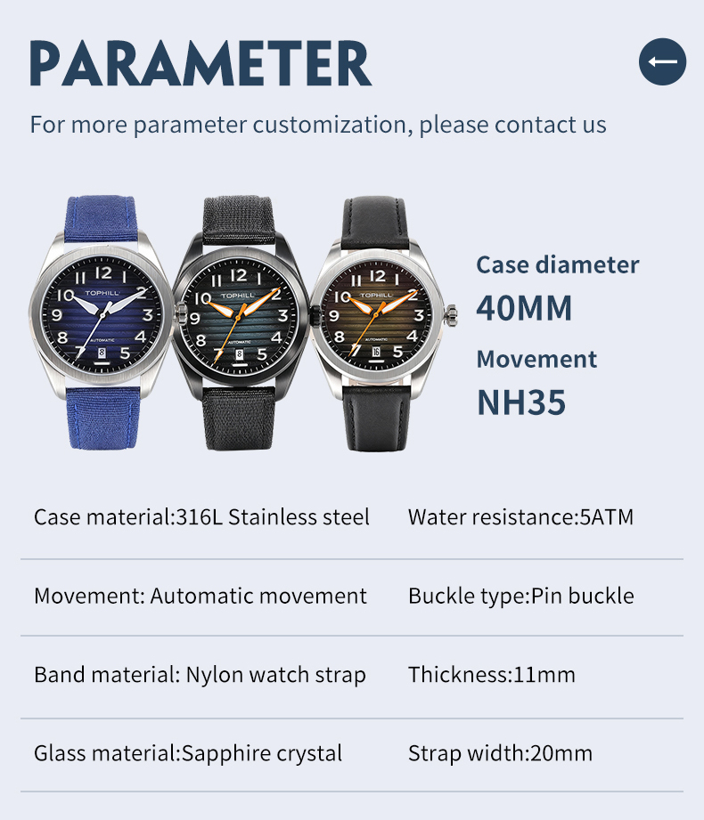 316L stainless steel luxury Mechanical watch - NH35 movement(图8)