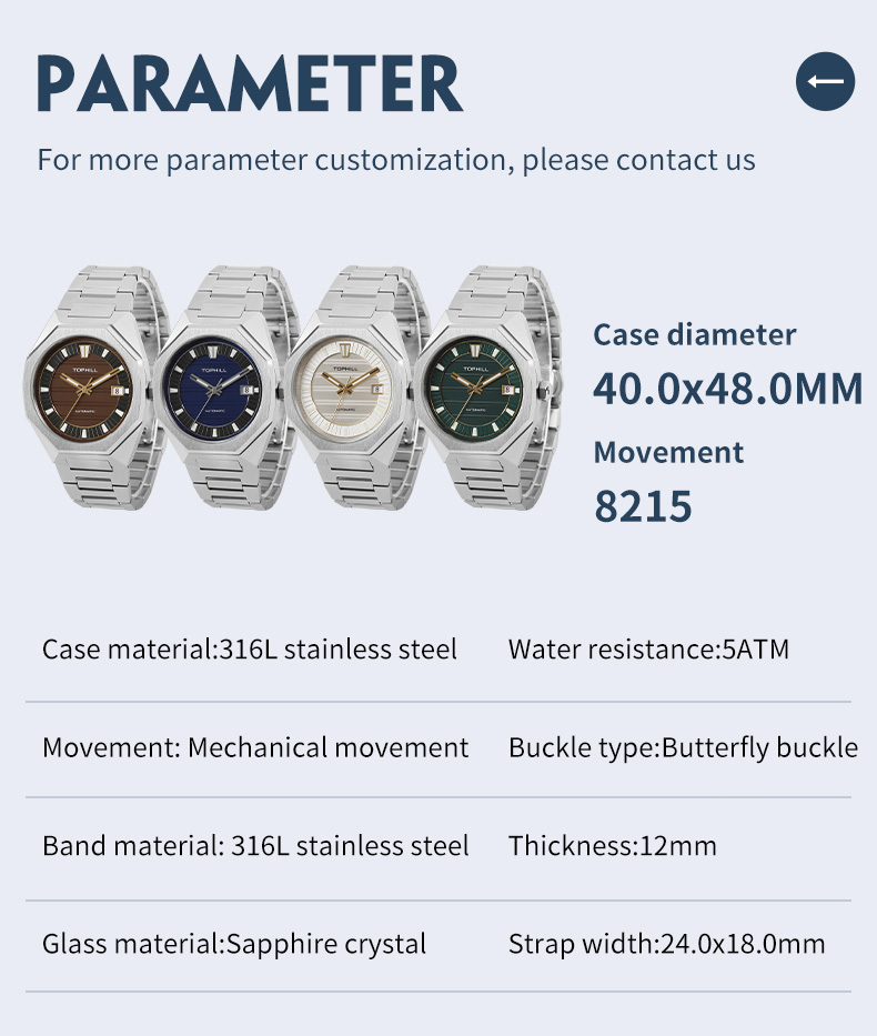 New mens automatic mechanical steel watch--MIYOTA 8215 movement.(图1)