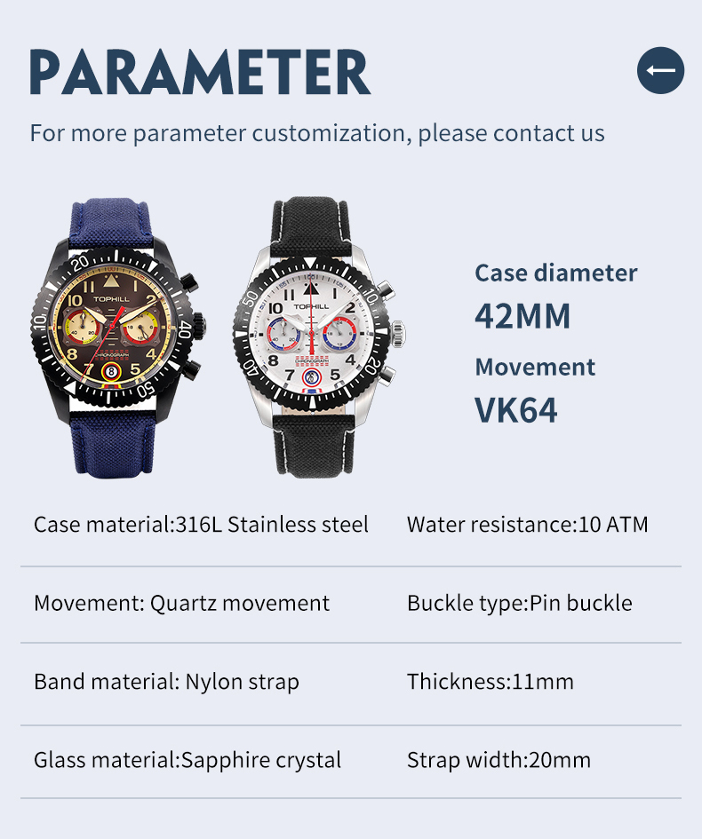 VK64 Quartz Chronograph Watch – Retro Aviation Men’s Luxury Watch(图1)