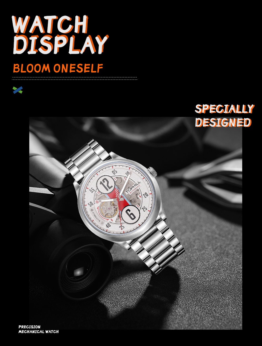 Skeleton mechanical watch with racing design concept - Seiko NH79 Caliber(图8)