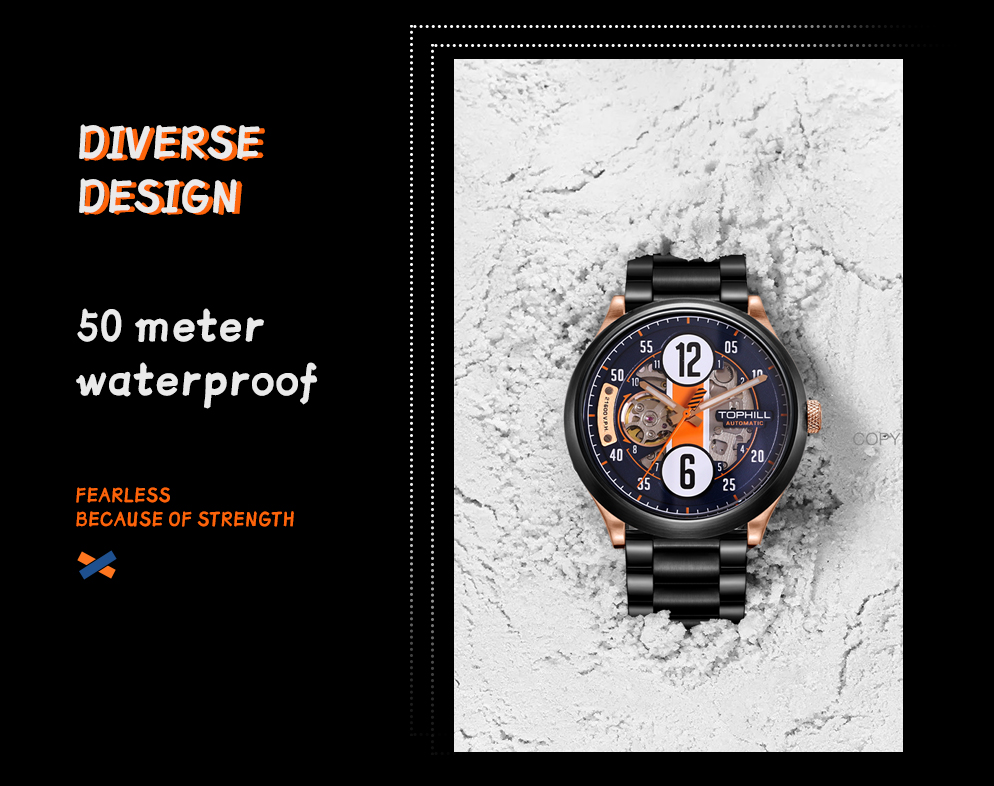 Skeleton mechanical watch with racing design concept - Seiko NH79 Caliber(图9)