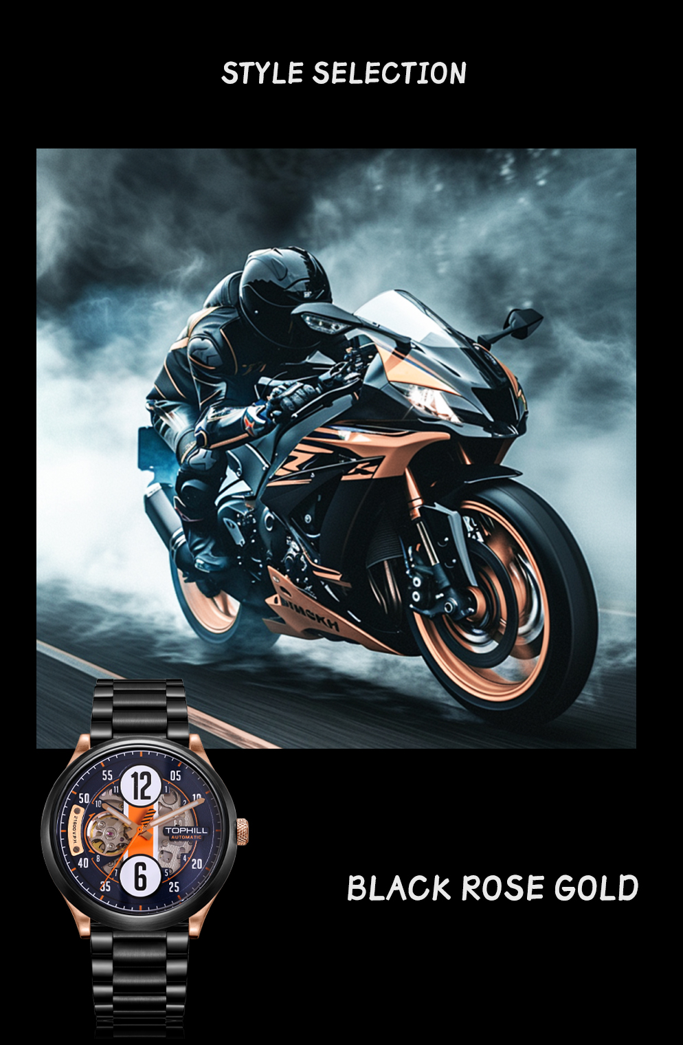 Skeleton mechanical watch with racing design concept - Seiko NH79 Caliber(图10)